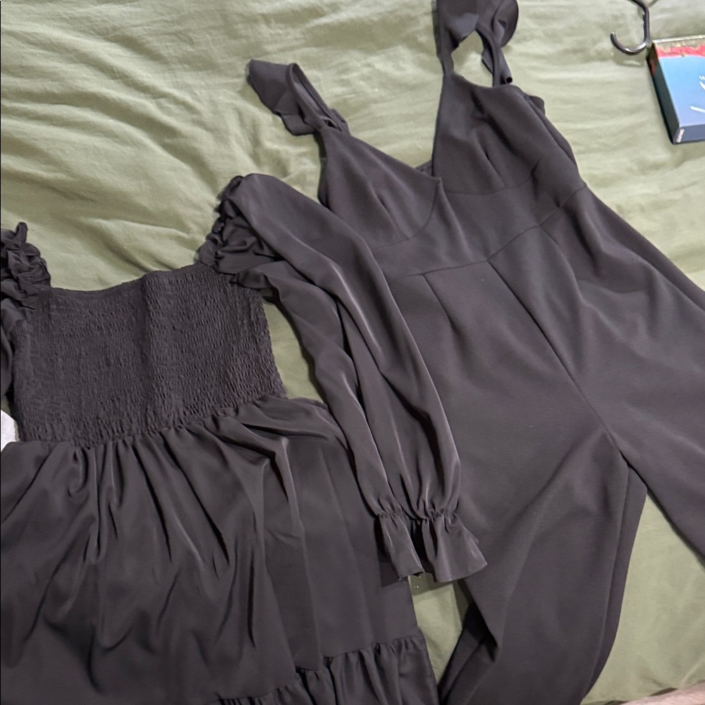Windsor Black Straight-Leg Jumpsuit and Black Dress Set